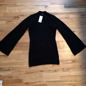 Tobi black bell-sleeve sweater dress